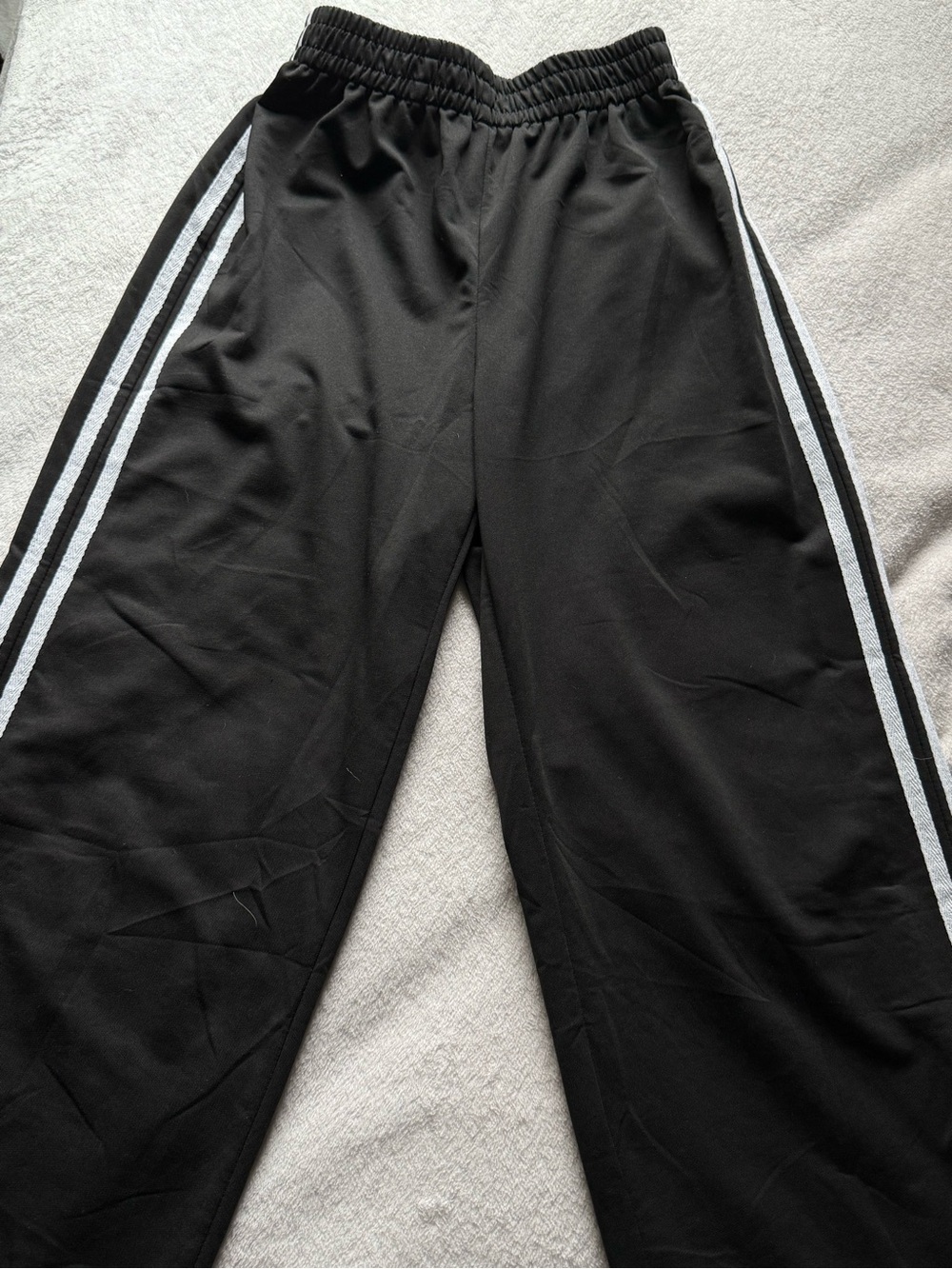 Black Track Pants with Side Stripes